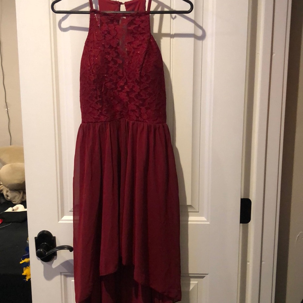 red lace sparkly dress